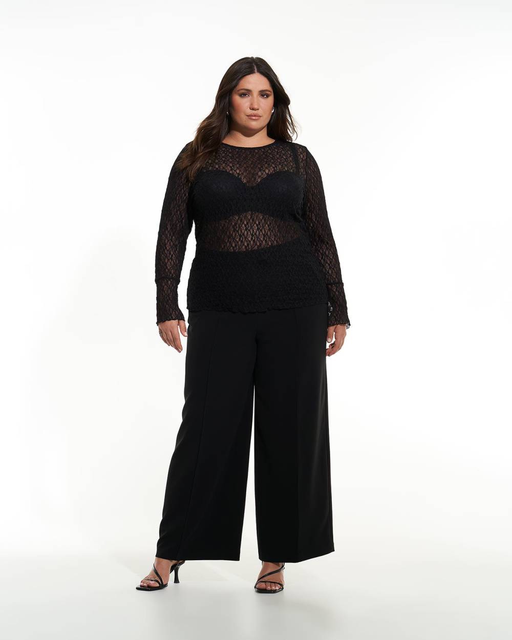 Black Lace Knit Top - Additon Elle