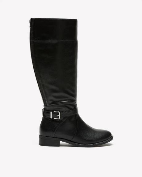 Botte d'équitation haute avec boucle à la cheville, pied très large