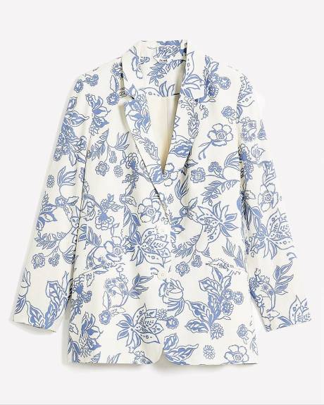 Printed Linen Blend Blazer