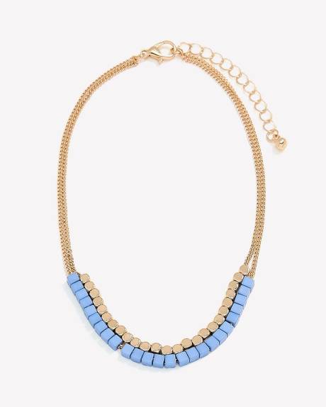 Bracelets de cheville à deux chaînes avec billes carrées