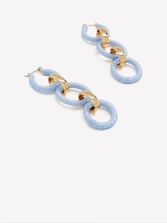 Blue Corded Linear Earrings