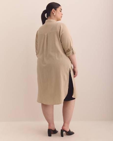 Cotton Buttoned Down Tunic Shirt
