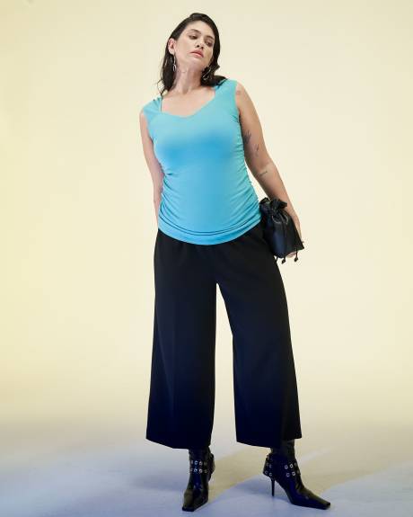 Black High-Waisted Wide-Leg Pant with Pleats - Addition Elle