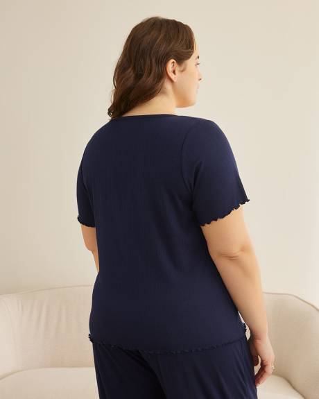 Ribbed Pyjama Top with Round Neckline - ti Voglio