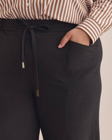 Petite, Grey Pull-On Wide-Leg Pant