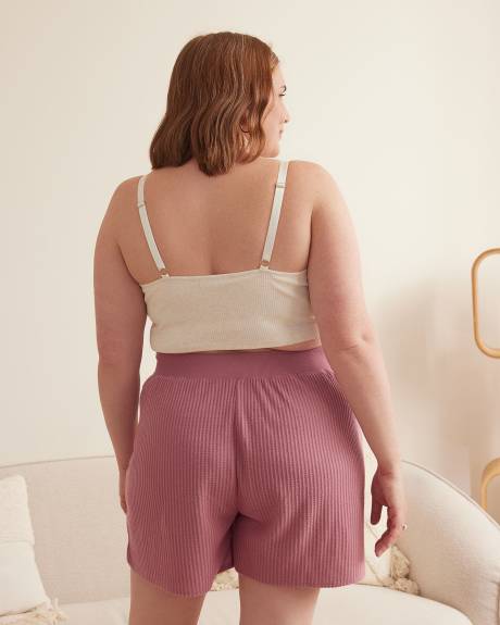 Ribbed Heather Knit Bralette with Lace Trim - ti Voglio