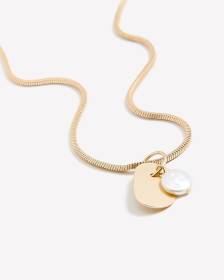 Short Golden Necklace with Pearl Pendant