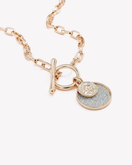 T-Bar Short Necklace with Paper Glitter Pendant