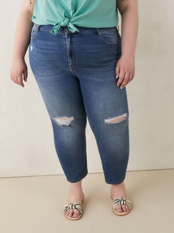 Responsible, 1948 Fit Distressed Cropped Jeans, Medium Wash - d/C JEANS