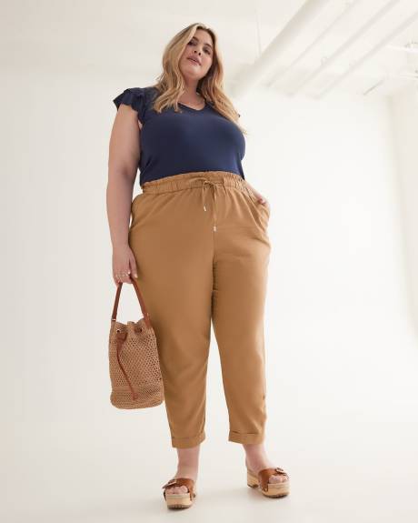 V-Neck Knit Top with Double Flutter Sleeve