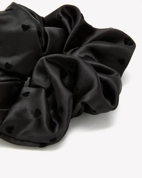 Black Heart-Print Hair Scrunchie