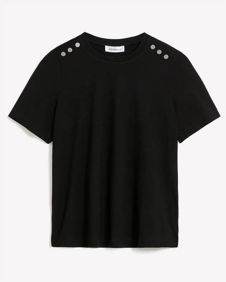 Knit Top with Buttons at Shoulders - Addition Elle