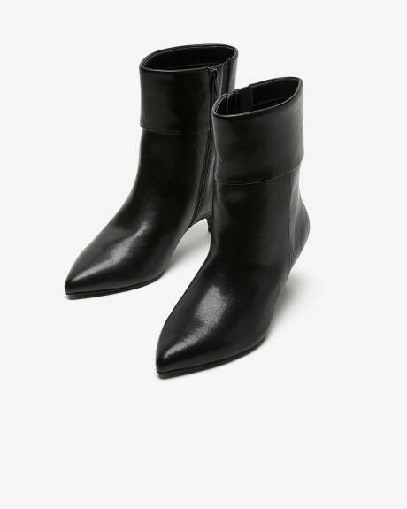 Extra Wide Width, Black Kitten-Heel Foldover Bootie