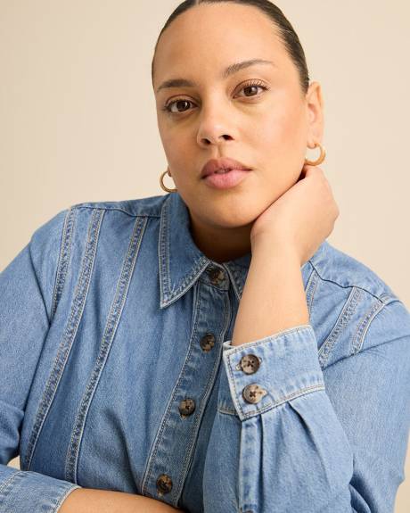 Robe chemise en denim avec manches longues