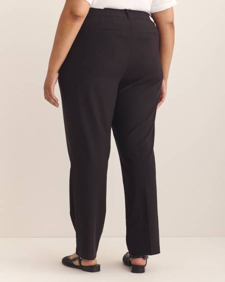 Pantalon uni à jambe droite, coupe galbée, tissu responsable