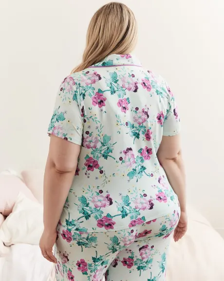 Responsible, Buttoned-Down Pyjama Shirt, Floral Print - ti VOGLIO