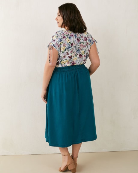 Responsible, Buttoned Twill Midi Skirt