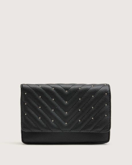 Chevron Quilted Flap Clutch With Studs - In Every Story