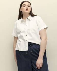 White Denim Buttoned-Down Shirt