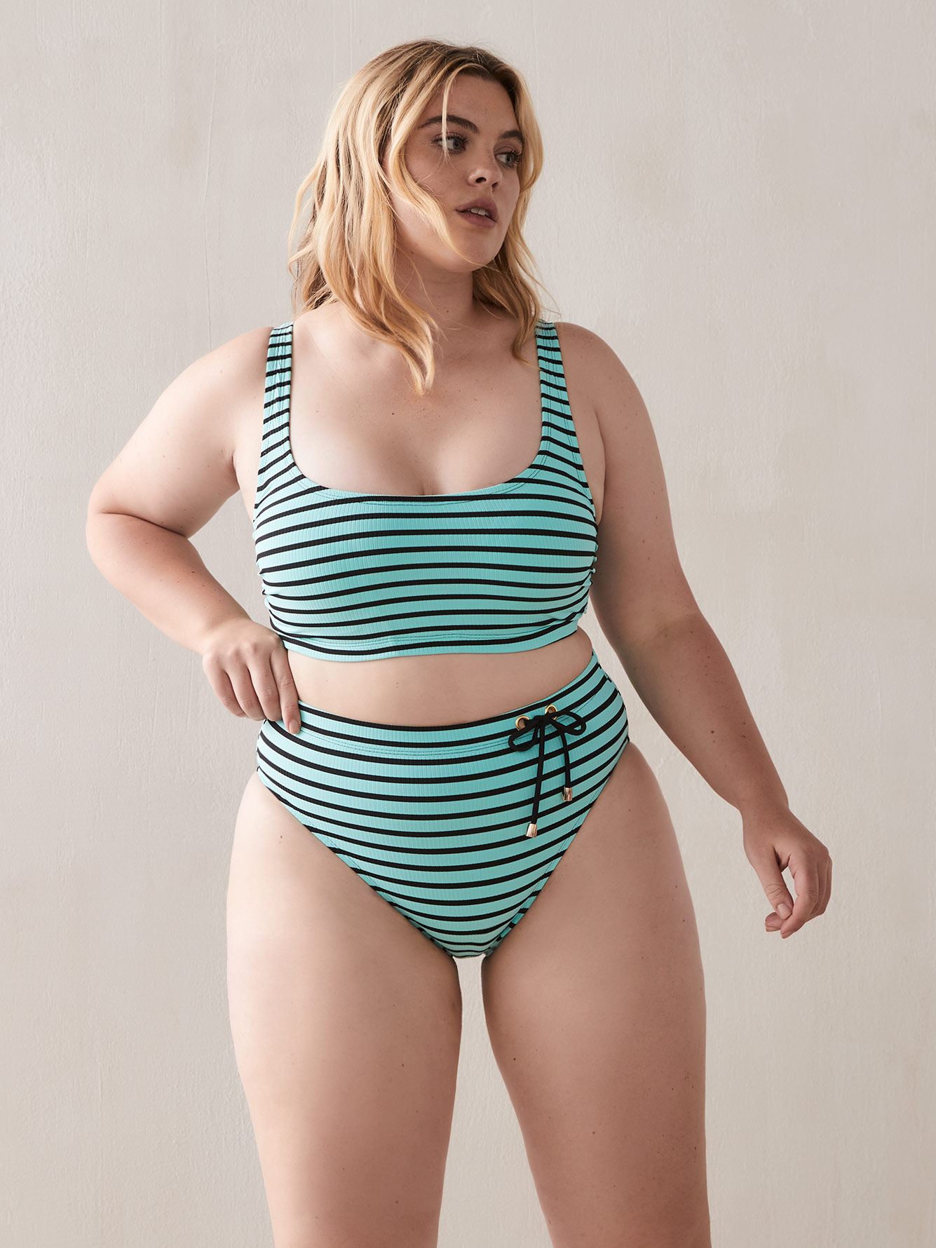 striped bikini high waisted