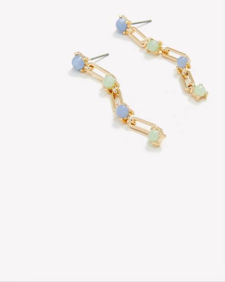 Boucles d'oreilles délicates avec maillons et pierres