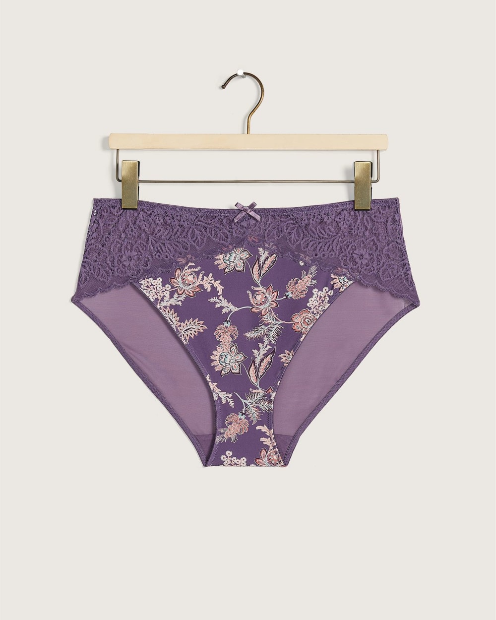 Printed High-Cut Brief With Lace Front - Déesse Collection