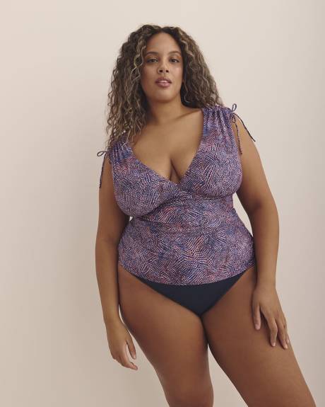 Dotted Plunge A-Line Tankini Top