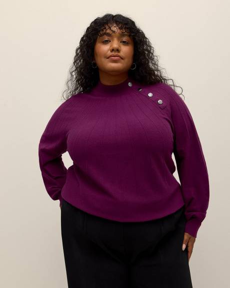 Pull en tricot texturé avec encolure boutonnée