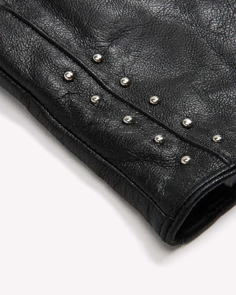 Black Studded Leather Gloves