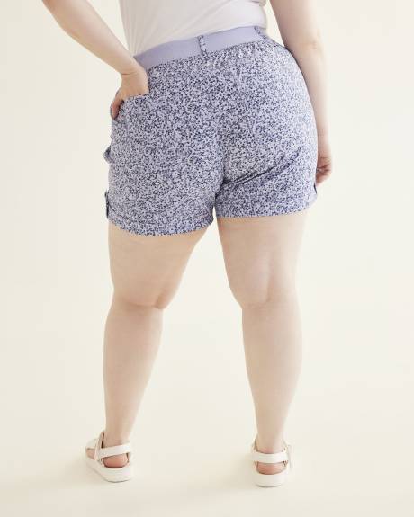Floral Cotton Short with Ribbed Waistband