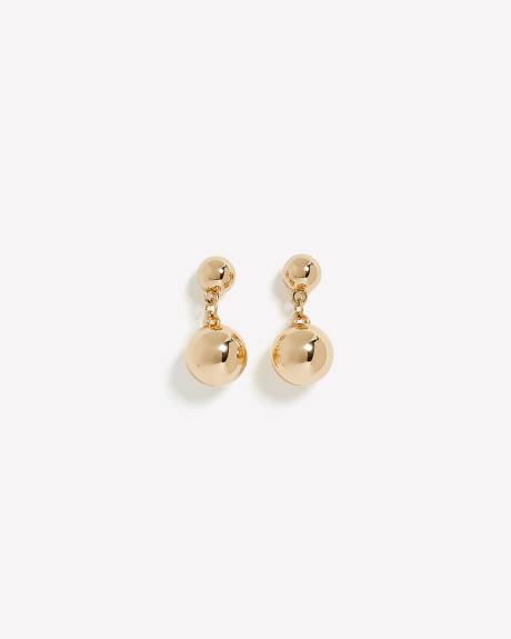 Golden Double Ball Drop Earrings