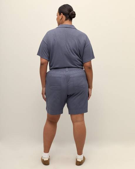 Cotton Bermuda with Ribbed Waistband