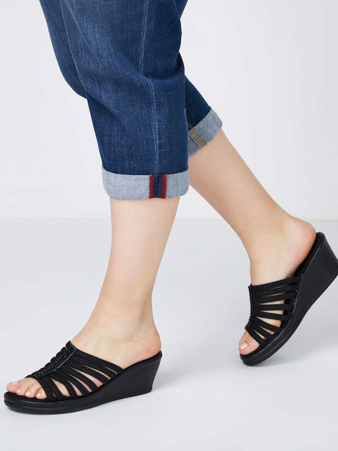 WideWith Slide Sandals with Rhinestones Skechers Penningtons