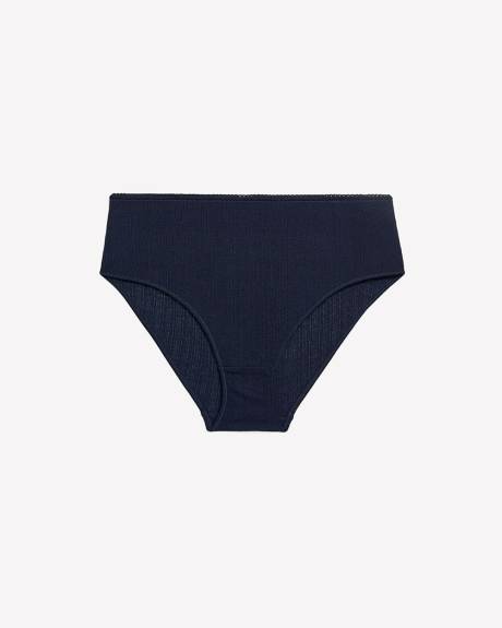 Solid High-Cut Pointelle Brief with Picot Elastic - ti Voglio