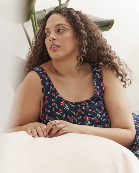 Cherry-Print Sleeveless Long Sleepshirt - ti Voglio