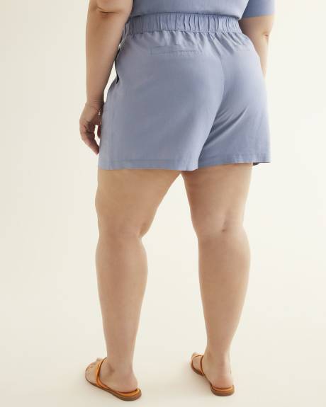 Short à enfiler en mélange de lin