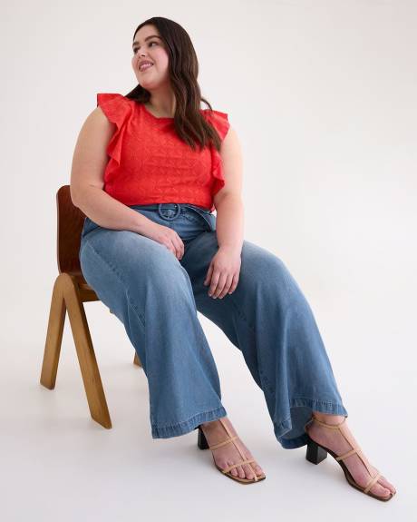 Pantalon à jambe évasée en Tencel avec ceinture, tissu responsable - d/C JEANS