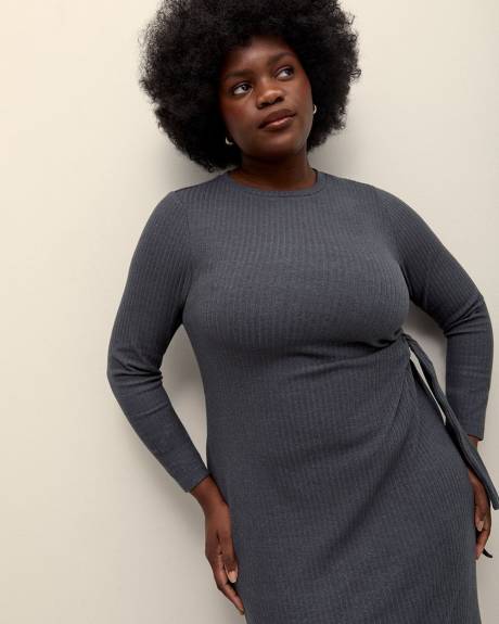 Long-Sleeve Knotted Midi Dress - Addition Elle