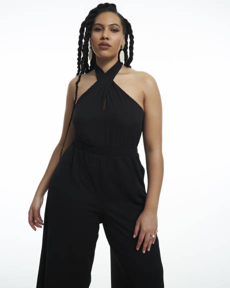 Crossover Halter Maxi Jumpsuit - Addition Elle