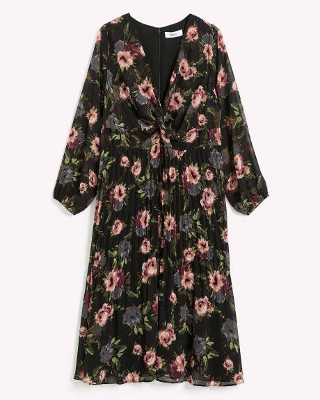 Responsible, Pleated Dress with Twisted Front Knot - Addition Elle