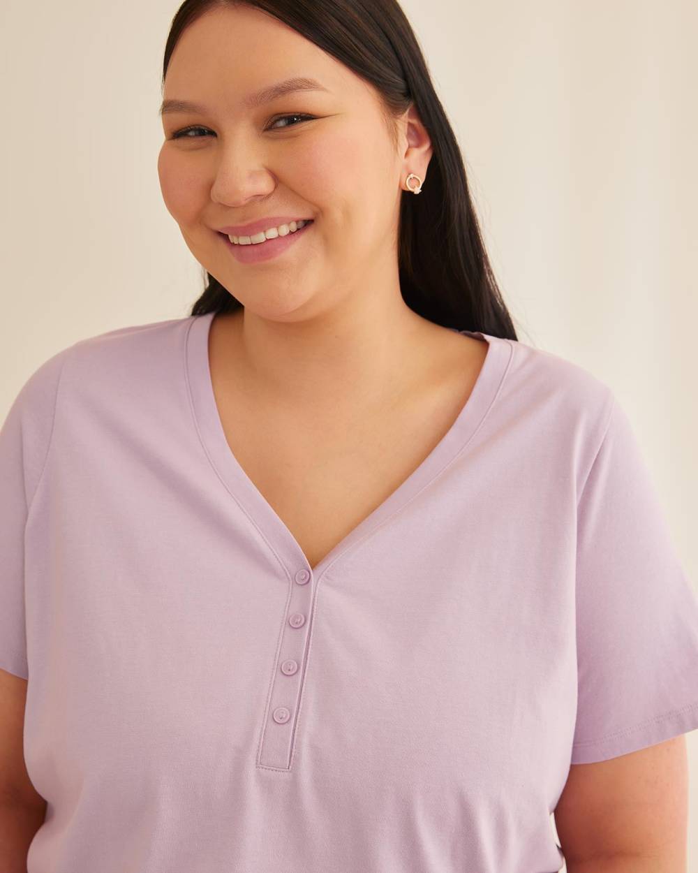 Cotton Blend Henley Pajama Top ti Voglio Penningtons