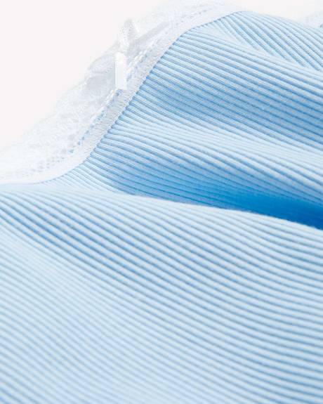 Culotte échancrée unie en coton côtelé avec dentelle - ti Voglio
