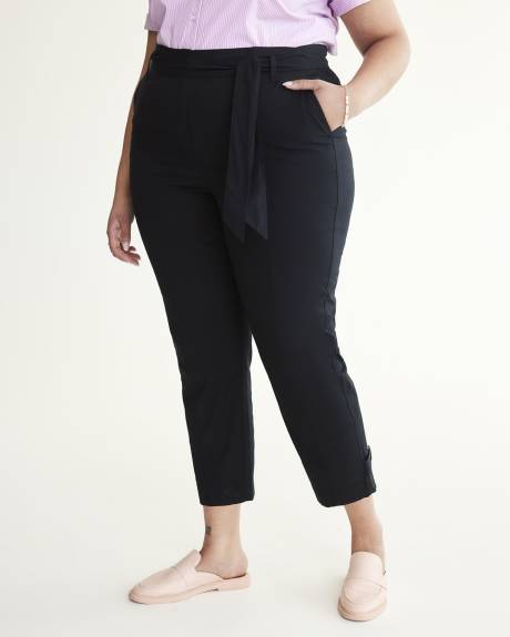 Cropped Straight-Leg Pant with Sash