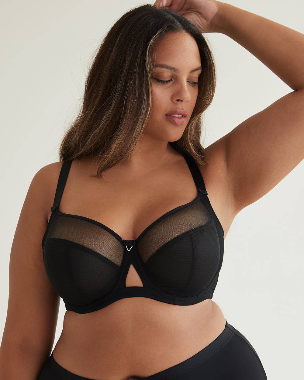 36G Bra Size in H Cup Sizes Black Keyhole Detail and Lace Cup Plus Size