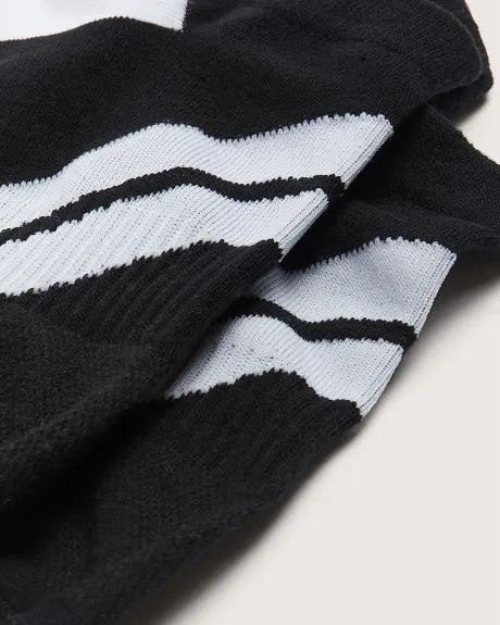 Chaussettes de sport courtes avec rayures contrastantes, noires - Active Zone