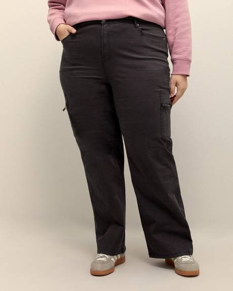 Pantalon cargo mode à jambe droite, petite