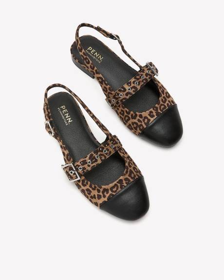Extra Wide Width, Leopard Print Slingback with Strap and Buckle
