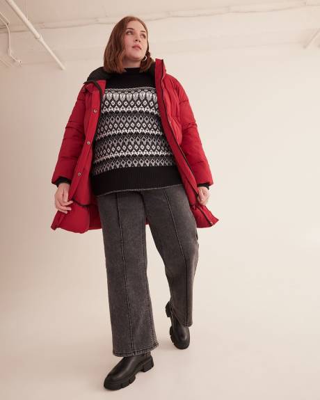 Fair Isle Jacquard Knit Sweater with Lurex