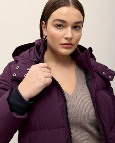 Stretch Puffer Jacket with Removable Hood