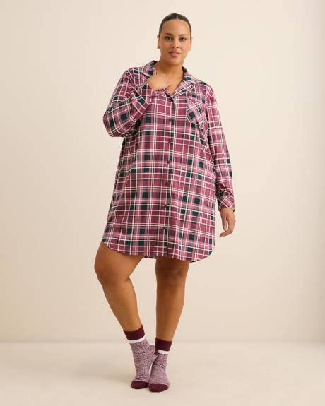 Plaid Long-Sleeve Sleep Shirt - ti Voglio Plaid Long-Sleeve Sleep Shirt - ti Voglio